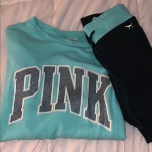 pink crewneck/leggings set